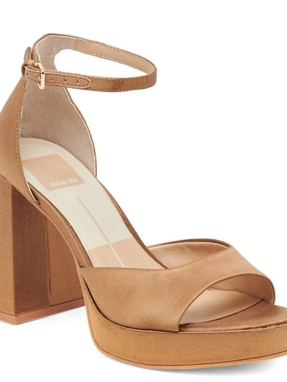 Dolce Vita Tan Suede Platform Ankle-Strap Sandals